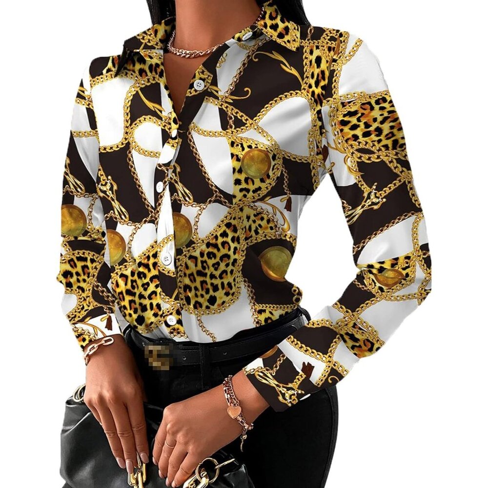 Women White, Black Button Down Shirts Colorful Long Sleeve Floral Print Top